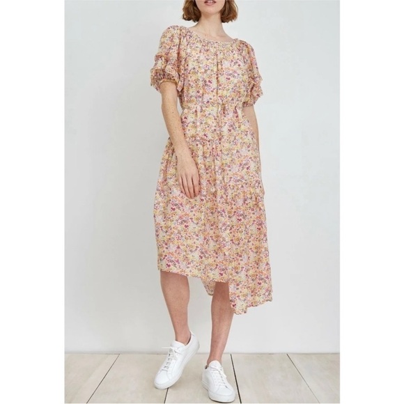 Apiece Apart super soft 100% cotton and silk floral midi dress - Picture 3 of 9